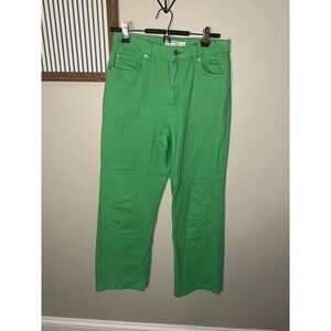 Garage Denim Green Wide Leg High Rise Jeans Size 07 28 Womens Vibrant Pants